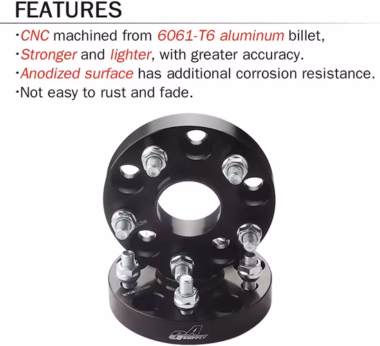 5 x 4.5 インチホイールスペーサー、60.1 mm ハブボア、12 x 1.5 スタッド